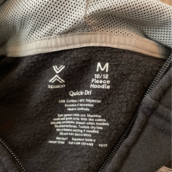 Xersion Boys Black Athletic Zip-Up Jacket with White Hustle word hoodie size M - Picture 6 of 6